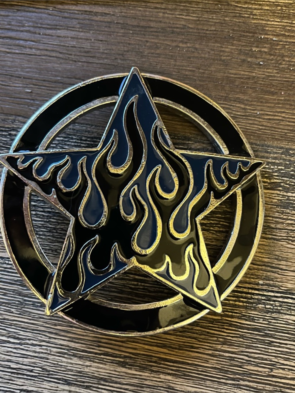 Vintage 1990’s Silver Star USA Brass Belt Buckle